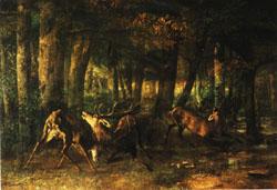 Gustave Courbet Spring Rutting;Battle of Stags Germany oil painting art